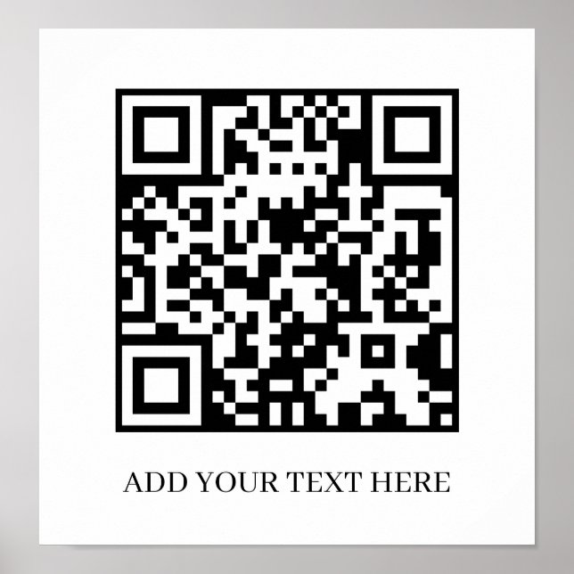 Póster Custom Black QR Code | Minimalist Text Display (Frente)