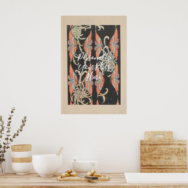 Póster CUSTOM Black & Red Butterfly Kaleidoscope Art  (Cocina)