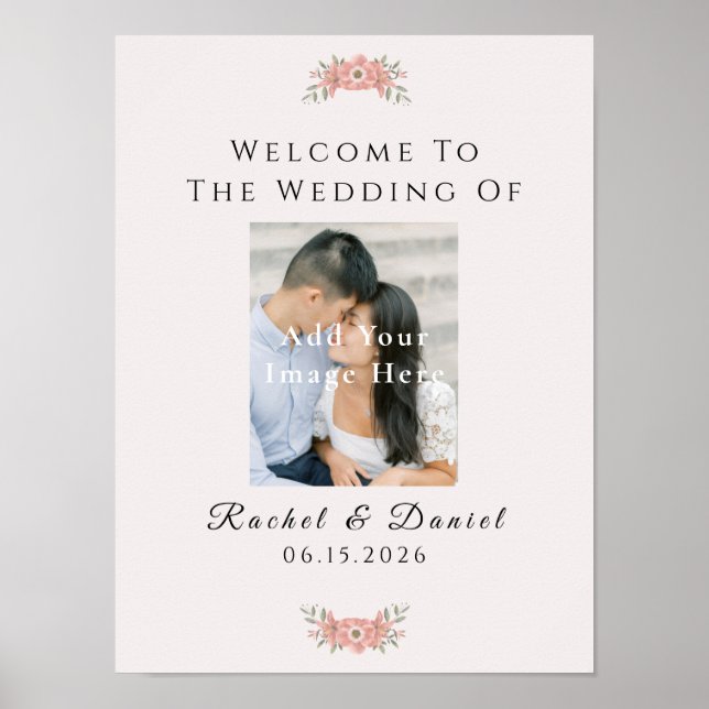 Póster Custom Blush Pink Garden Floral Wedding Welcome (Frente)