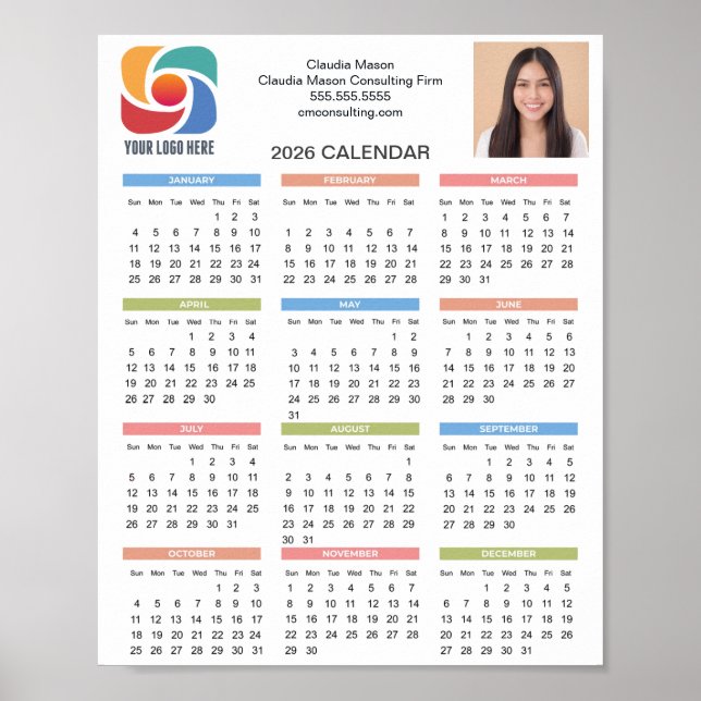 Póster Custom Business Logo 2026 Calendar Marketing (Frente)