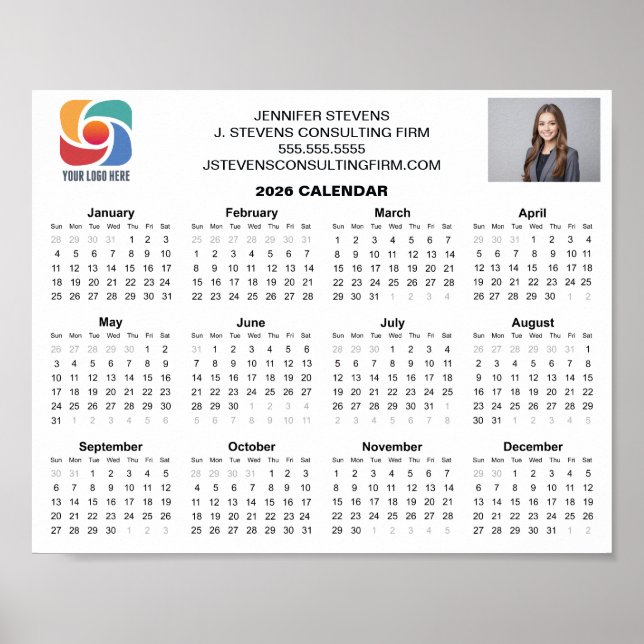 Póster Custom Business Logo 2026 Company Calendar (Frente)