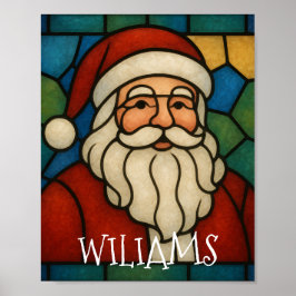 Póster Custom Christmas Santa Art Deco Stained Glass