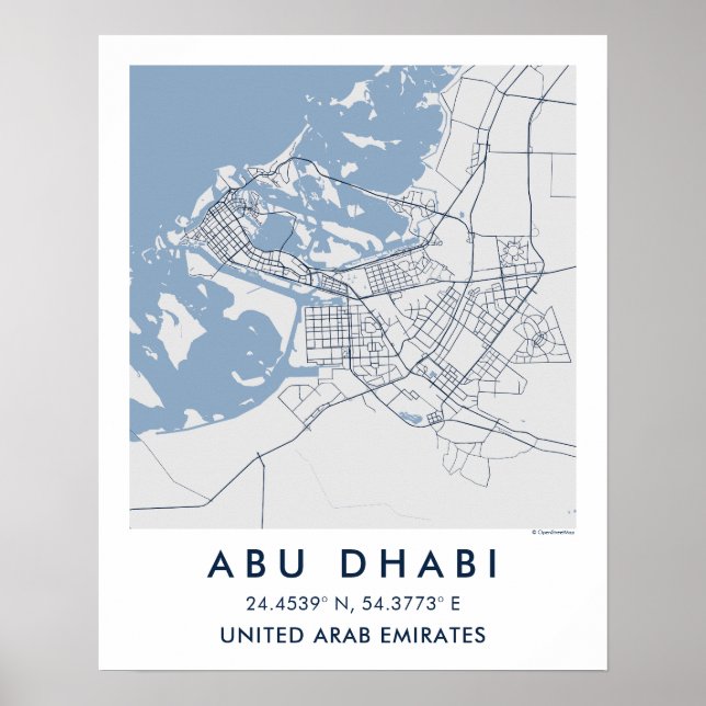 Póster Custom City Map Abu Dhabi UAE Wall Art Poster (Frente)