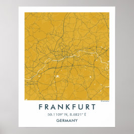 Póster Custom City Map Frankfurt Germany Wall Art Poster
