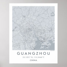 Póster Custom City Map Guangzhou China Wall Art Poster