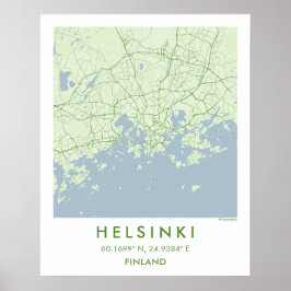 Póster Custom City Map Helsinki Finland Wall Art Poster