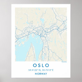 Póster Custom City Map Oslo Norway Wall Art Poster