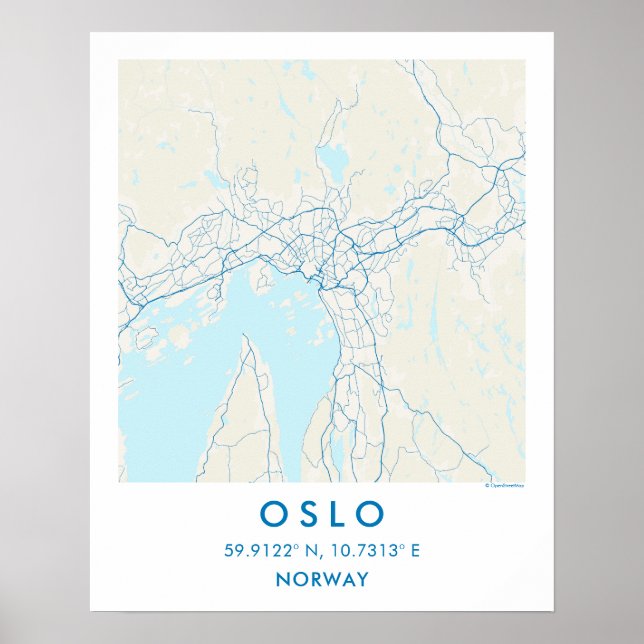 Póster Custom City Map Oslo Norway Wall Art Poster (Frente)