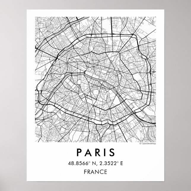 Póster Custom City Map Paris France Poster (Frente)