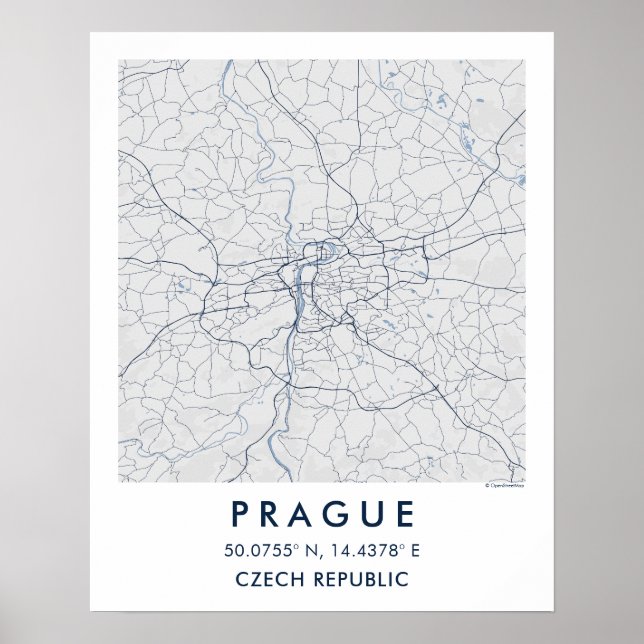 Póster Custom City Map Prague Wall Art Poster (Frente)