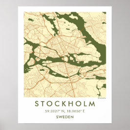 Póster Custom City Map Stockholm Sweden Wall Art Poster
