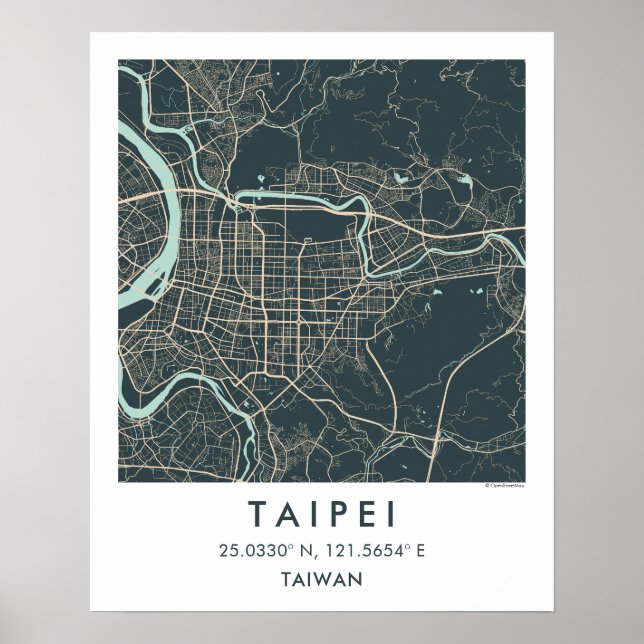 Póster Custom City Map Taipei Taiwan Wall Art Poster (Frente)