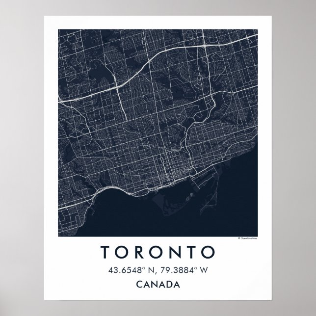 Póster Custom City Map Toronto Canada Wall Art Poster (Frente)