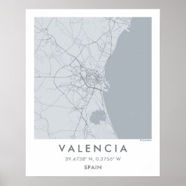 Póster Custom City Map Valencia Spain Wall Art Poster