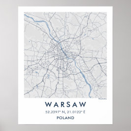 Póster Custom City Map Warsaw Poland Wall Art Poster