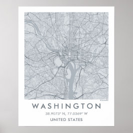 Póster Custom City Map Washington DC Wall Art Poster