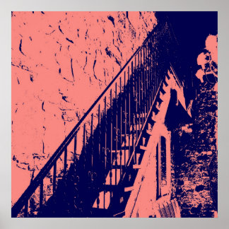 Póster Custom Coral Navy Blue Stairs Poster