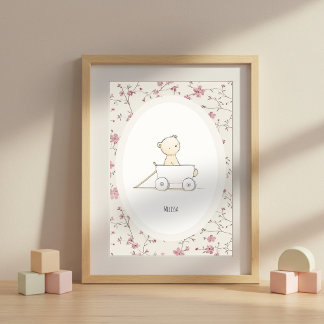 Póster Custom Cute Baby Bear Art – Name Nursery Print