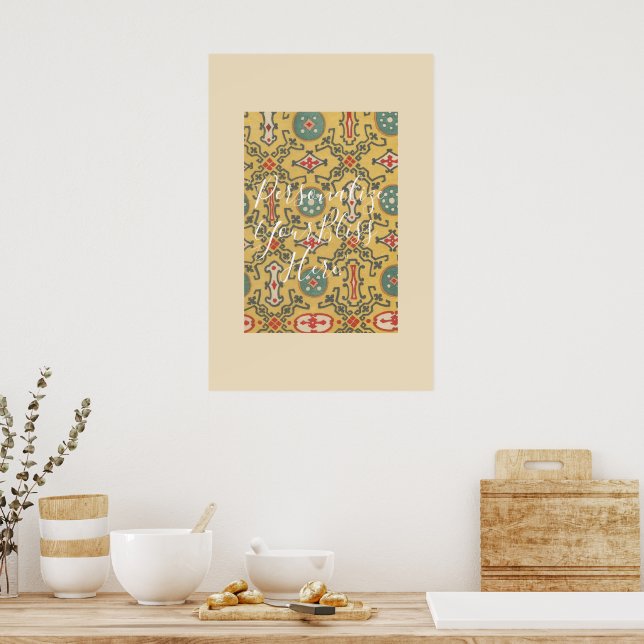 Póster CUSTOM Elegant Japanese Kaleidoscope Pattern Print (Cocina)