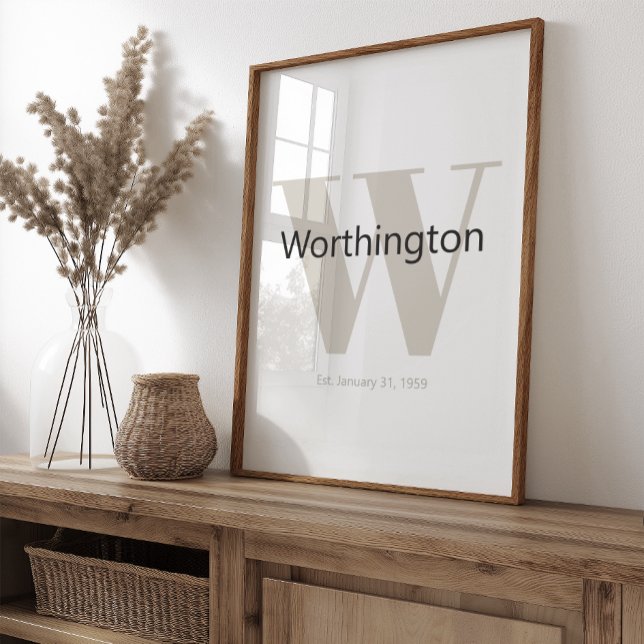 Póster Custom Family Last Name Sign Est Date Wedding Gift (Subido por el creador)