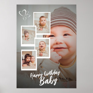 Póster Custom Happy Birthday Baby Photo Collage Plaque