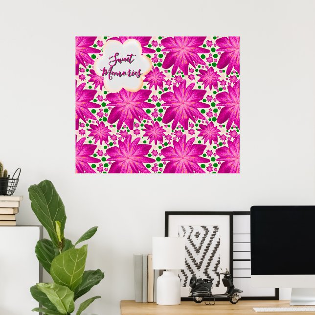 Póster Custom Hot Pink Floral Seamless Pattern  (Oficina en casa)