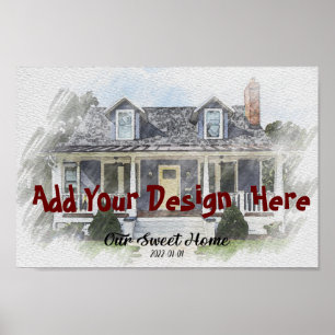 Póster Custom House Drawing Portrait from 