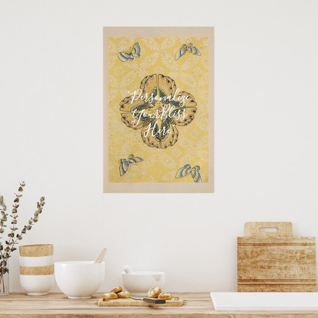 Póster CUSTOM Japanese Butterfly Floral Pattern Art | (Cocina)