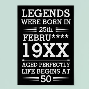 Póster Custom Legends Were Born in Date Month Year Age