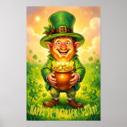 Póster Custom Leprechaun Gnome Happy St. Patrick's Day 