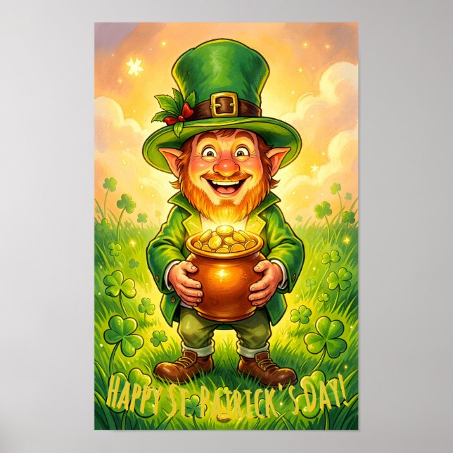 Póster Custom Leprechaun Gnome Happy St. Patrick's Day  (Frente)
