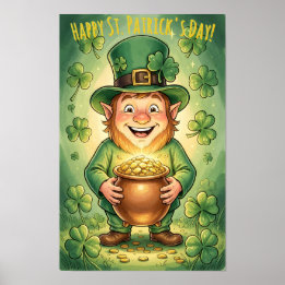 Póster Custom Leprechaun Gnome Happy St. Patrick's Day 