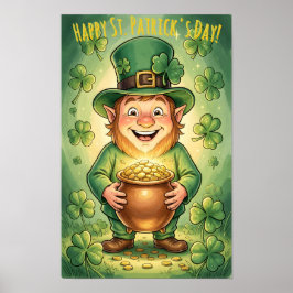 Póster Custom Leprechaun Gnome Happy St. Patrick's Day 