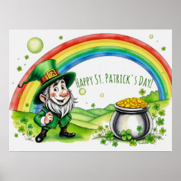 Póster Custom Leprechaun Gnome St. Patrick's Day Shamrock