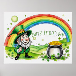 Póster Custom Leprechaun Gnome St. Patrick's Day Shamrock
