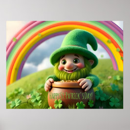 Póster Custom Leprechaun Gnome St. Patrick's Day Shamrock