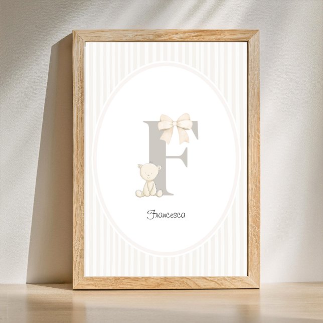 Póster Custom Letter F Nursery Wall Art - Baby Name Print (Letter F Nursery Wall Art - Custom Baby Name Print)