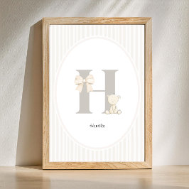 Póster Custom Letter H Nursery Wall Art - Baby Name. Prin