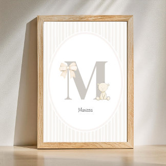 Póster Custom Letter M Nursery Wall Art – Baby Name Print