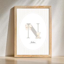 Póster Custom Letter N Nursery Wall Art - Baby Name Print