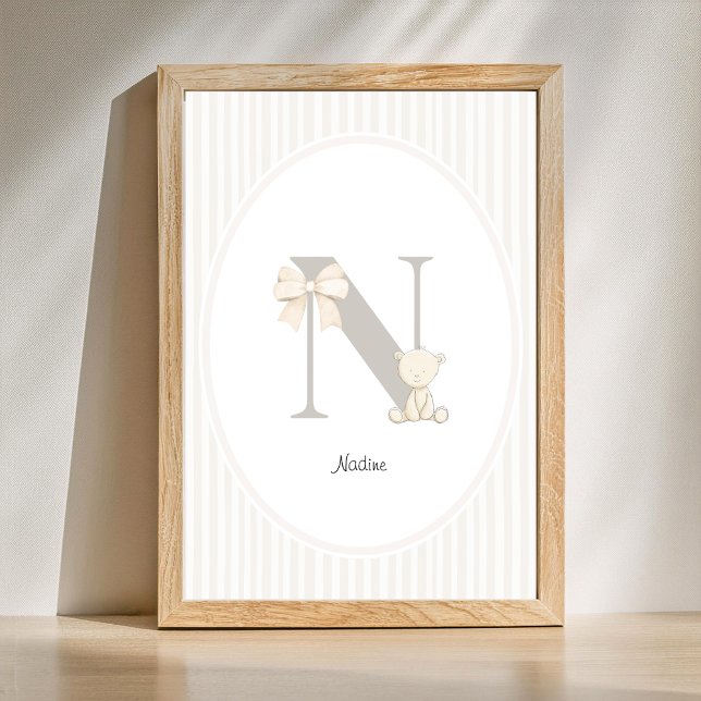 Póster Custom Letter N Nursery Wall Art - Baby Name Print (Letter N Nursery Wall Art - Custom Baby Name Print)