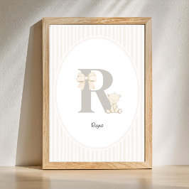 Póster Custom Letter Q Nursery Wall Art - Baby Name Print