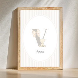 Póster Custom Letter V Nursery Wall Art - Baby Name Print