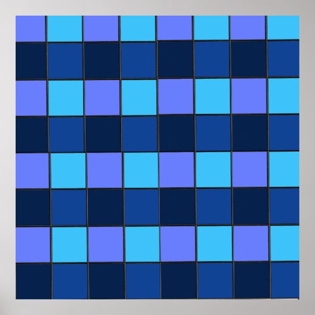 Póster Custom  Mosaic Tile & Pixel Grid Pattern (Frente)