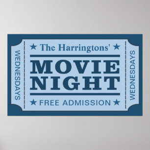 Póster Custom name & day “Movie Ticket” poster