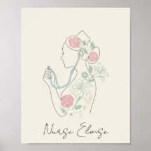 Custom Name Elegant Nurse Silhouette Poster