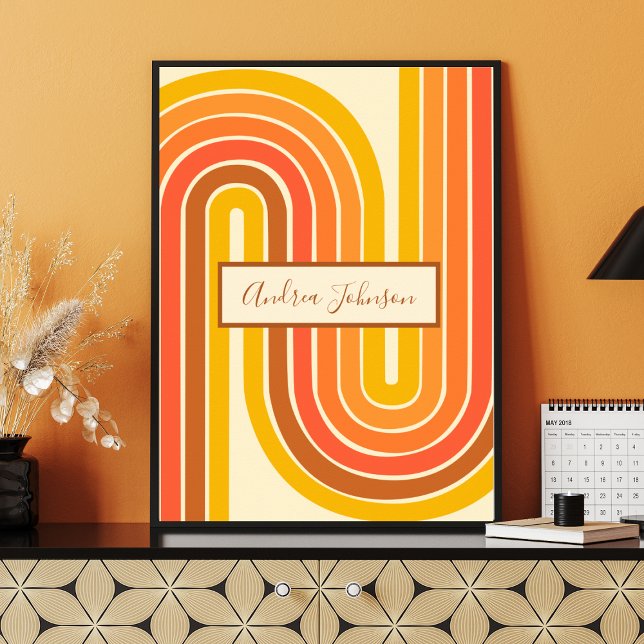 Póster Custom Name Retro Rainbow Stripes Wall Art Poster (Subido por el creador)