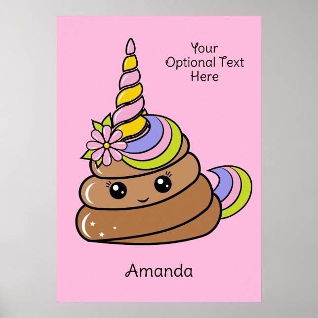 Póster Custom Name & Text Unicorn Poop (Frente)