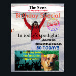 Póster Custom Personalized 50th Birthday Magazine Cover<br><div class="desc">Fun Personalised happy birthday magazine cover poster printed with your favourite photos. Create your own birthday poster with photos and name.</div>