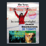 Póster Custom Personalized 50th Birthday Magazine Cover<br><div class="desc">Fun Personalised happy birthday magazine cover poster printed with your favourite photos. Create your own birthday poster with photos and name.</div>